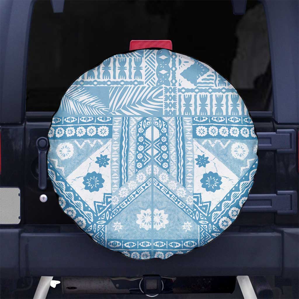 Blue Bula Fiji Spare Tire Cover Unique Masi Tapa Pattern LT14 - Polynesian Pride