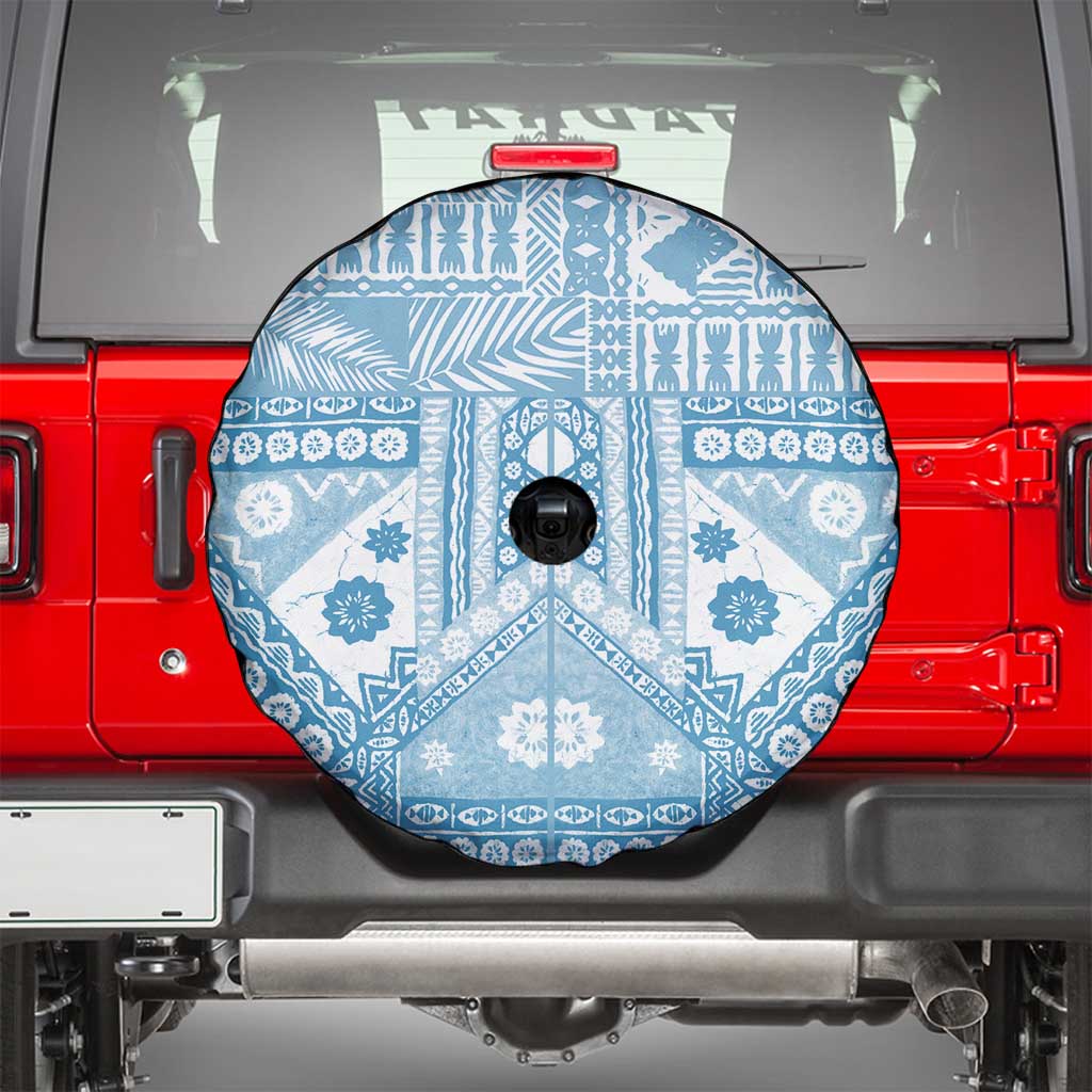 Blue Bula Fiji Spare Tire Cover Unique Masi Tapa Pattern LT14 - Polynesian Pride