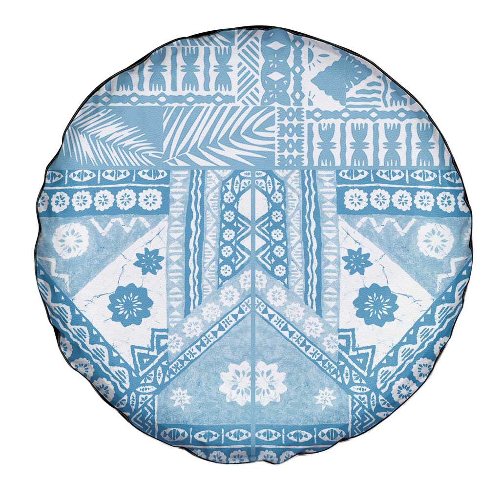 Blue Bula Fiji Spare Tire Cover Unique Masi Tapa Pattern LT14 - Polynesian Pride
