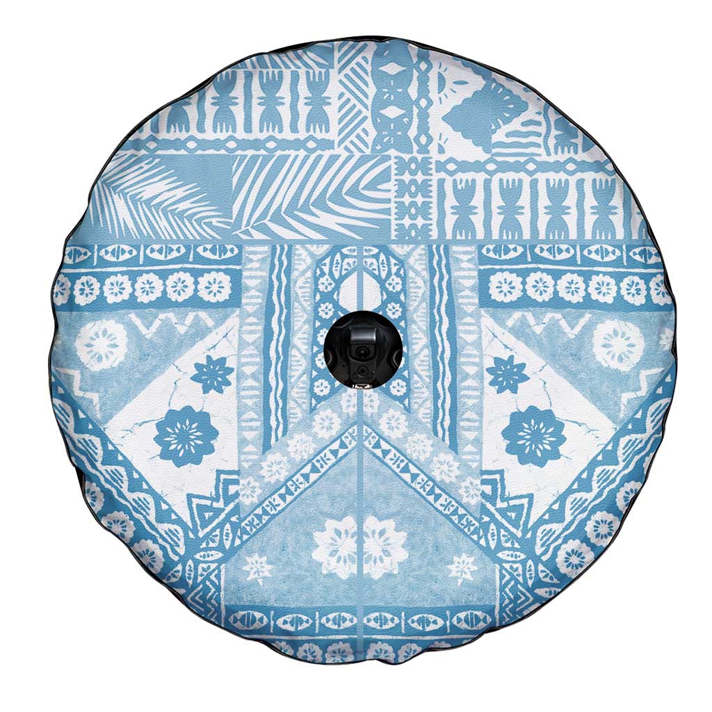 Blue Bula Fiji Spare Tire Cover Unique Masi Tapa Pattern LT14 - Polynesian Pride