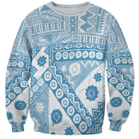 Blue Bula Fiji Sweatshirt Unique Masi Tapa Pattern LT14 Unisex Blue - Polynesian Pride