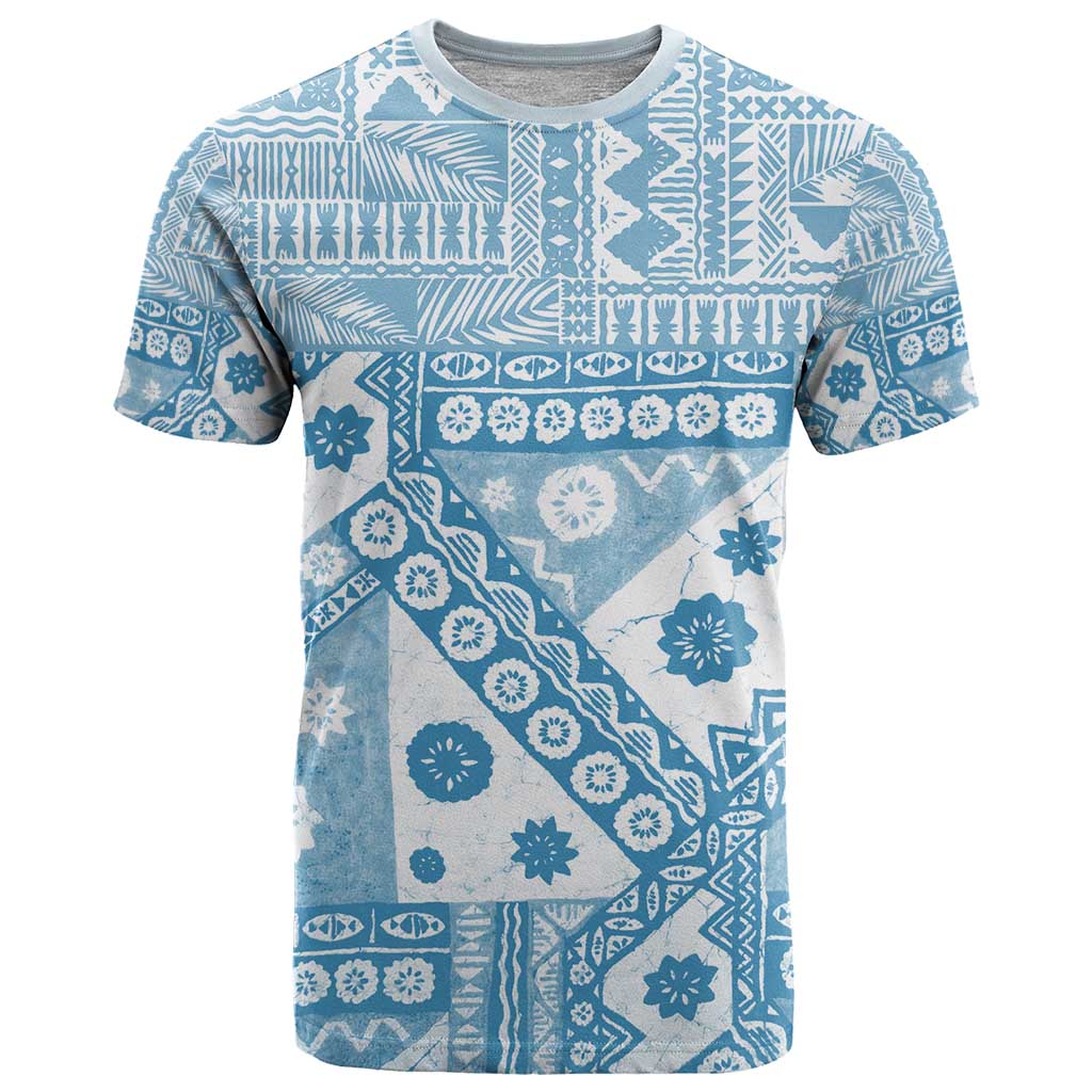 Blue Bula Fiji T Shirt Unique Masi Tapa Pattern LT14 Blue - Polynesian Pride