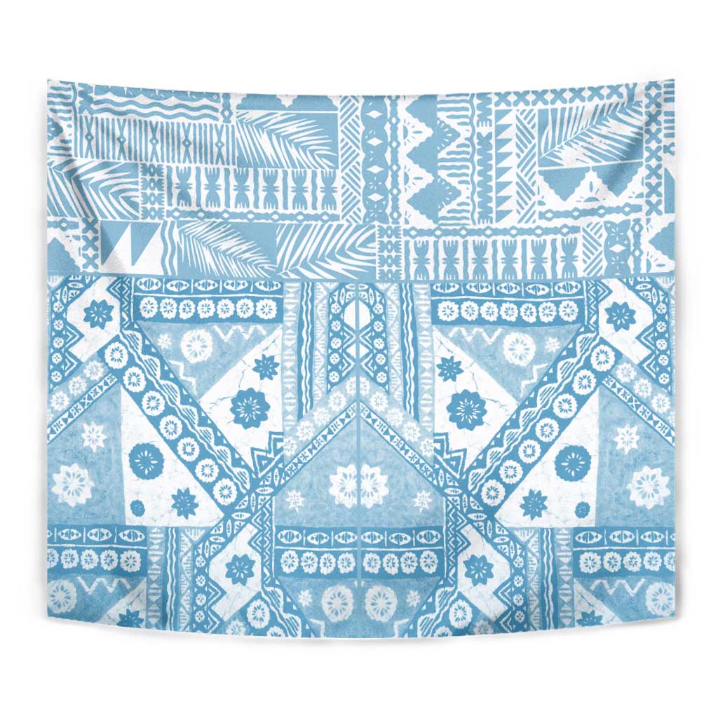 Blue Bula Fiji Tapestry Unique Masi Tapa Pattern LT14 - Polynesian Pride