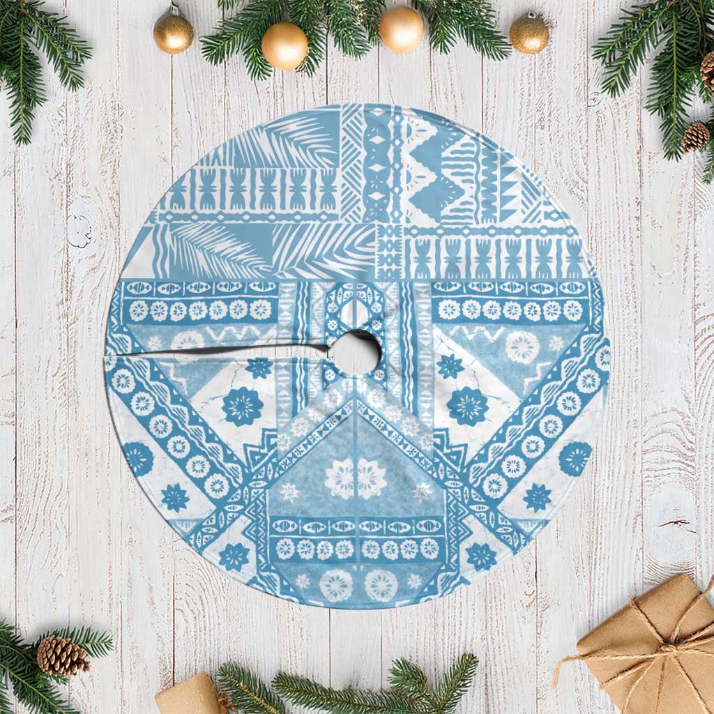 Blue Bula Fiji Tree Skirt Unique Masi Tapa Pattern LT14 Casual Blue - Polynesian Pride