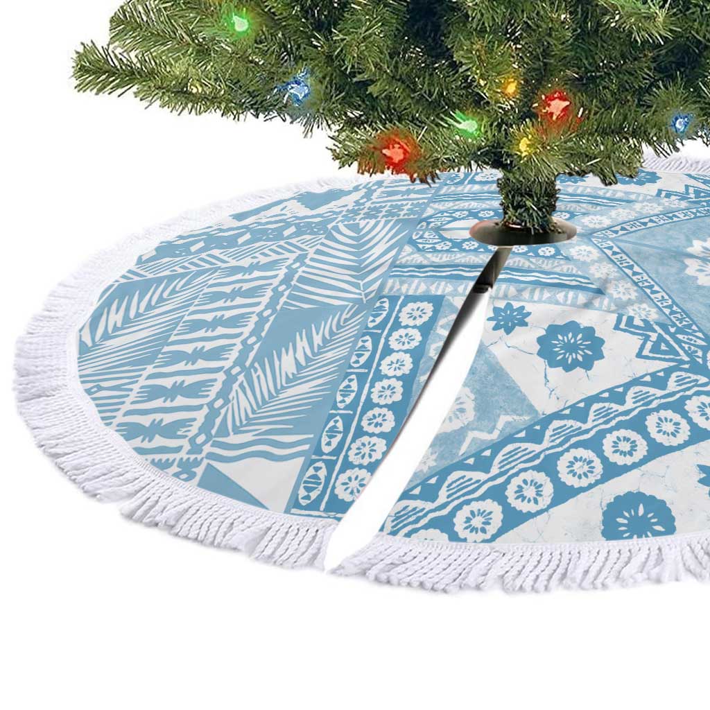 Blue Bula Fiji Tree Skirt Unique Masi Tapa Pattern LT14 - Polynesian Pride