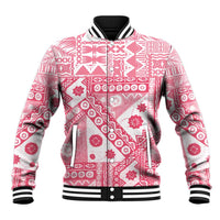 Pink Bula Fiji Baseball Jacket Unique Masi Tapa Pattern LT14 Unisex Pink - Polynesian Pride
