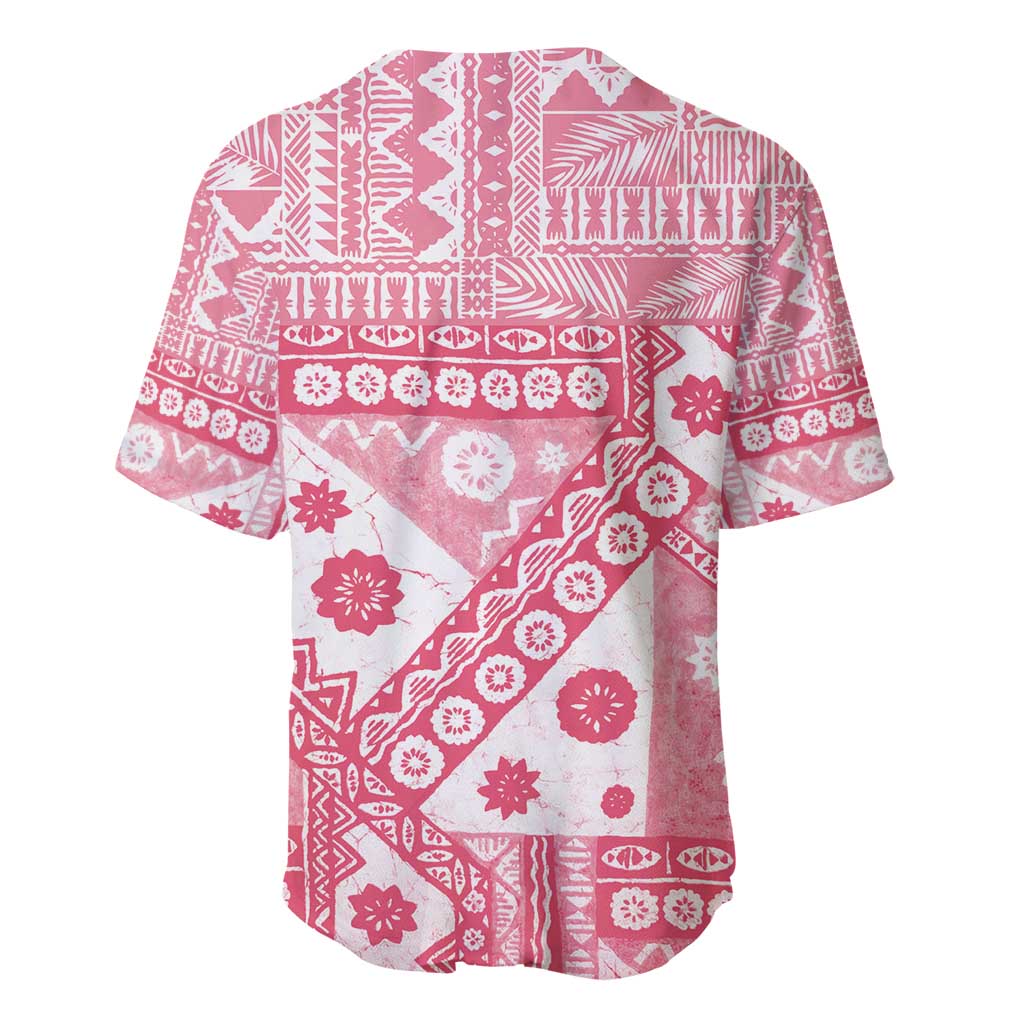 Pink Bula Fiji Baseball Jersey Unique Masi Tapa Pattern
