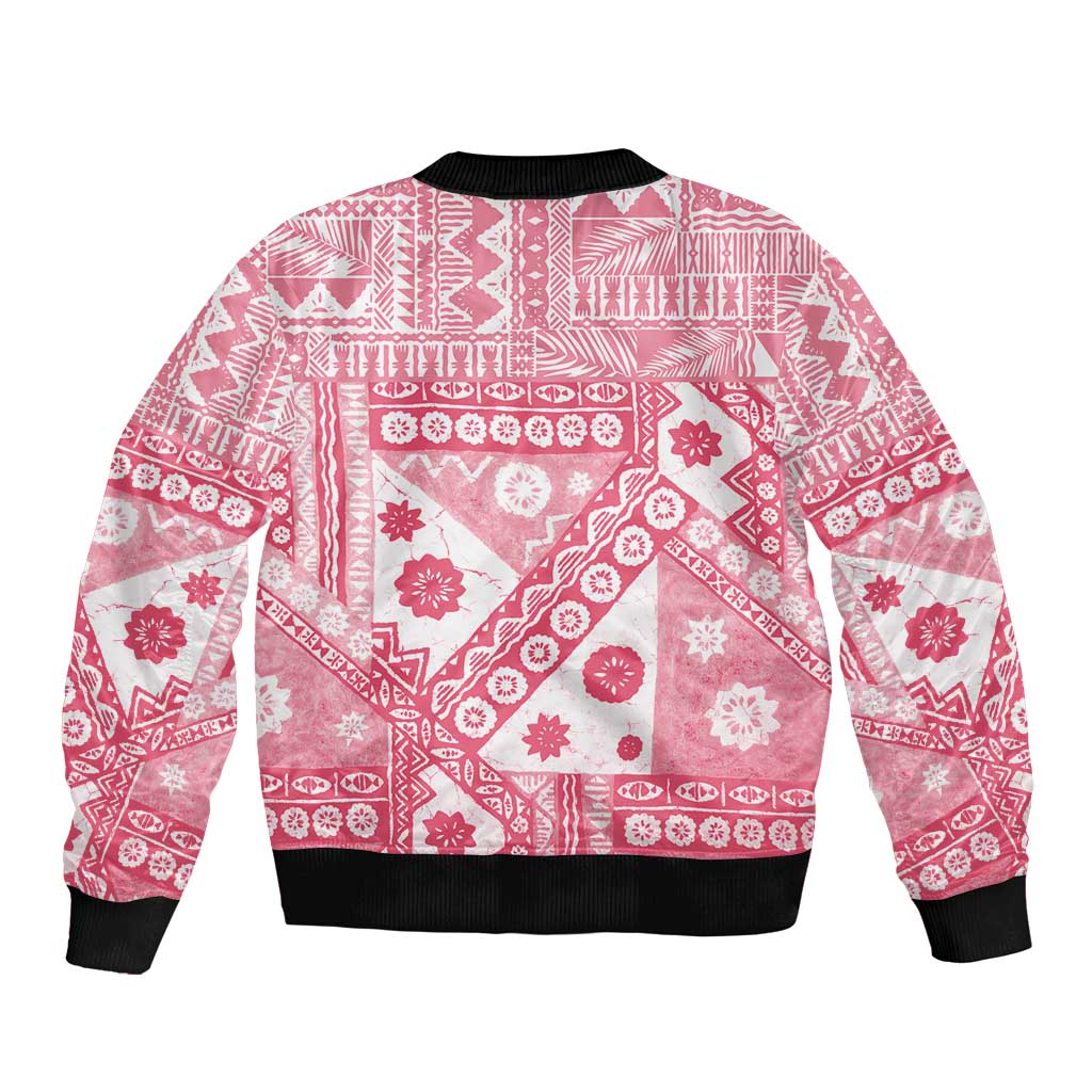 Pink Bula Fiji Bomber Jacket Unique Masi Tapa Pattern