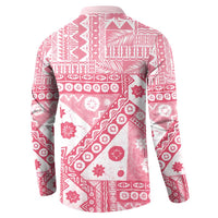 Pink Bula Fiji Button Sweatshirt Unique Masi Tapa Pattern LT14 - Polynesian Pride
