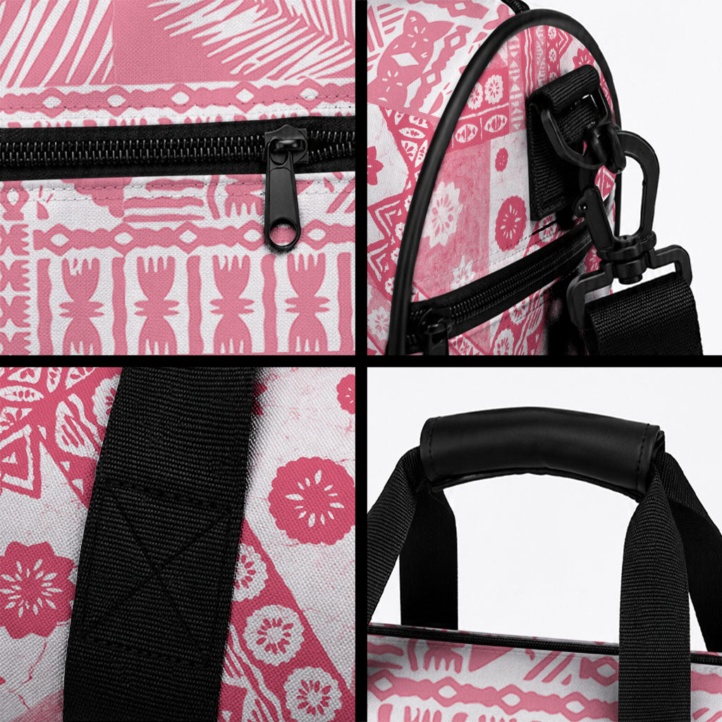 Pink Bula Fiji Duffle Bag Unique Masi Tapa Pattern LT14 - Polynesian Pride