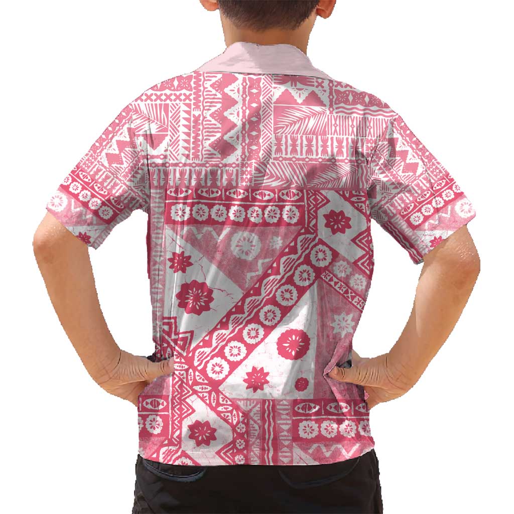 Pink Bula Fiji Family Matching Off Shoulder Maxi Dress and Hawaiian Shirt Unique Masi Tapa Pattern LT14 - Polynesian Pride