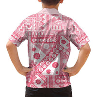 Pink Bula Fiji Family Matching Off Shoulder Maxi Dress and Hawaiian Shirt Unique Masi Tapa Pattern LT14 - Polynesian Pride