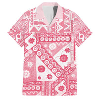 Pink Bula Fiji Family Matching Off Shoulder Maxi Dress and Hawaiian Shirt Unique Masi Tapa Pattern LT14 Dad's Shirt - Short Sleeve Pink - Polynesian Pride