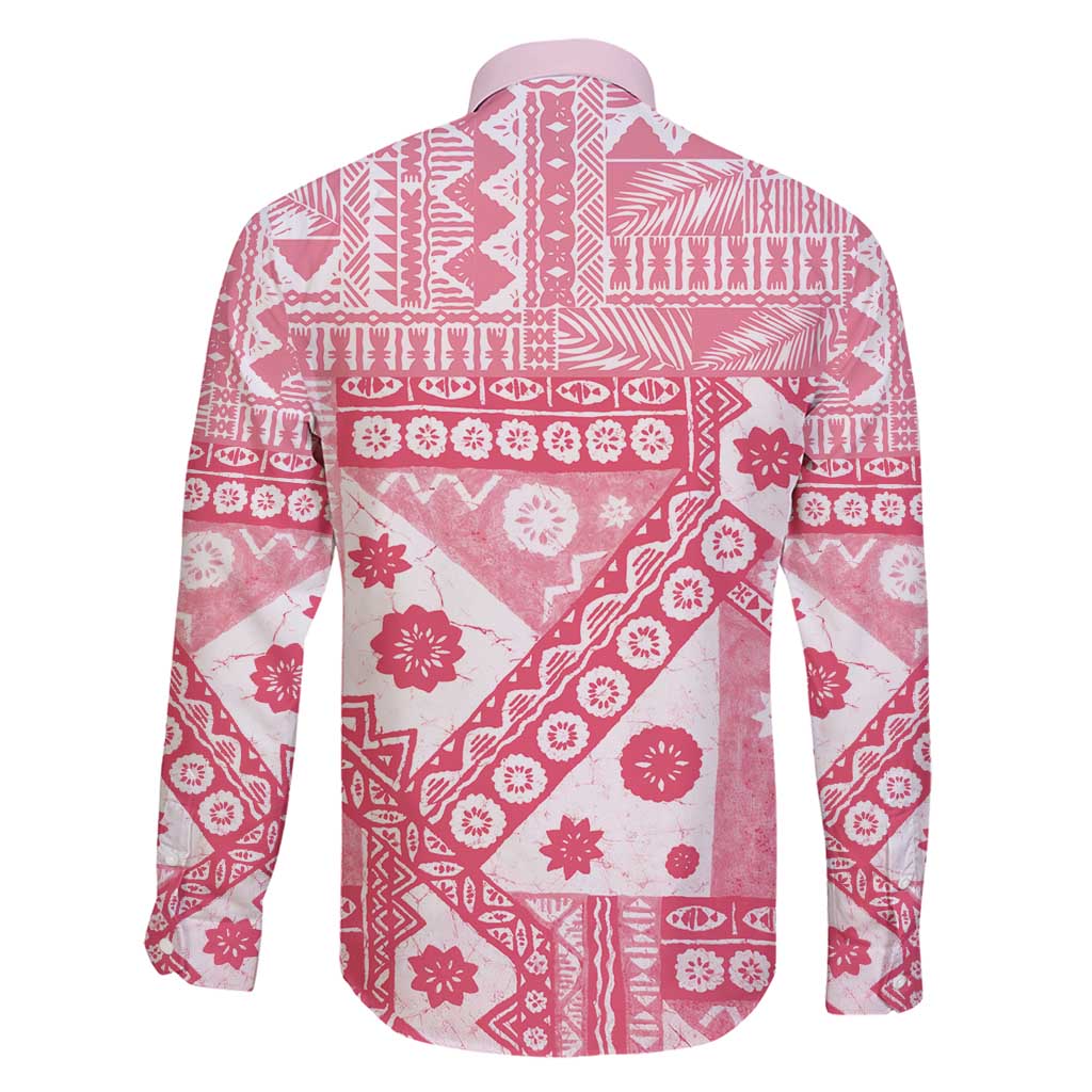 Pink Bula Fiji Family Matching Short Sleeve Bodycon Dress and Hawaiian Shirt Unique Masi Tapa Pattern