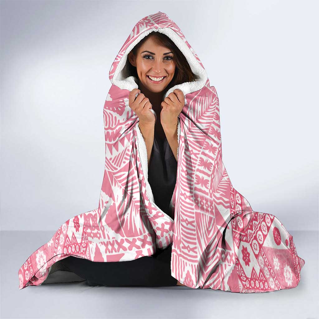 Pink Bula Fiji Hooded Blanket Unique Masi Tapa Pattern LT14 - Polynesian Pride