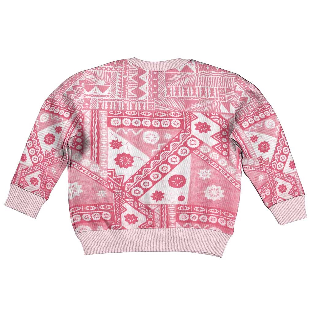 Pink Bula Fiji Kid Ugly Christmas Sweater Unique Masi Tapa Pattern LT14 - Polynesian Pride