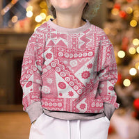 Pink Bula Fiji Kid Ugly Christmas Sweater Unique Masi Tapa Pattern LT14 - Polynesian Pride