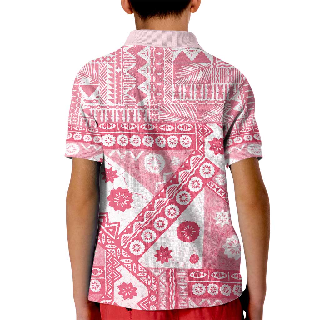 Pink Bula Fiji Kid Polo Shirt Unique Masi Tapa Pattern LT14 - Polynesian Pride