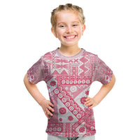 Pink Bula Fiji Kid T Shirt Unique Masi Tapa Pattern LT14 Pink - Polynesian Pride