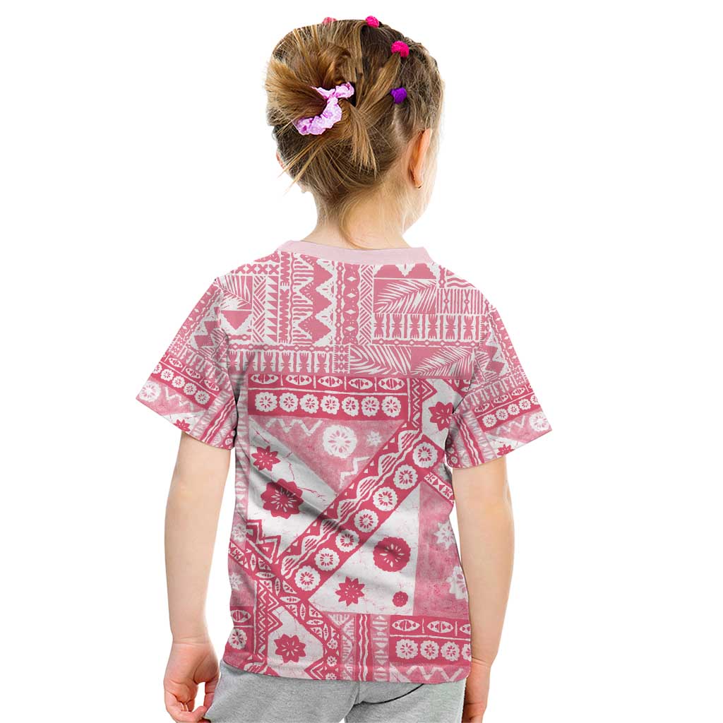 Pink Bula Fiji Kid T Shirt Unique Masi Tapa Pattern LT14 - Polynesian Pride