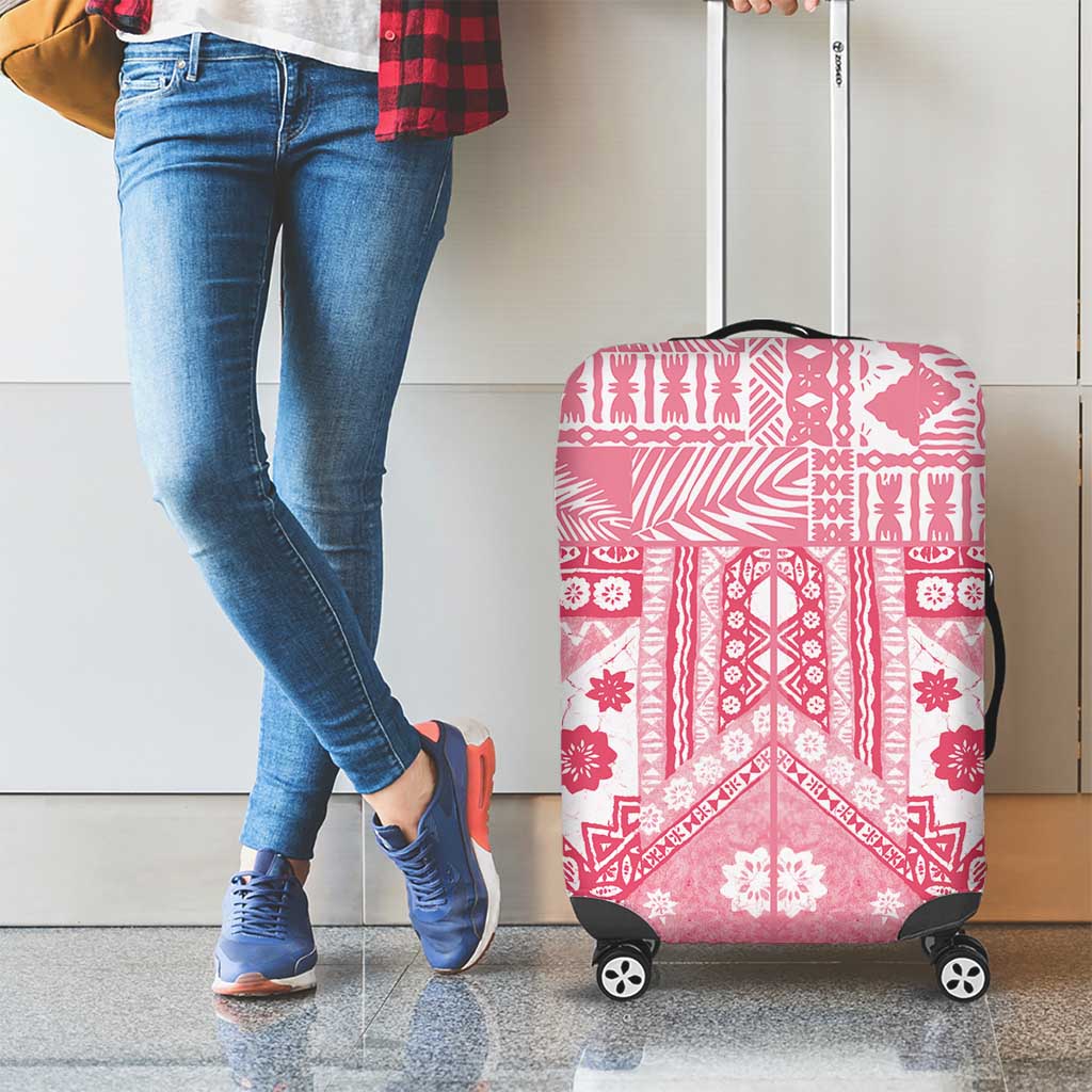 Pink Bula Fiji Luggage Cover Unique Masi Tapa Pattern LT14 - Polynesian Pride