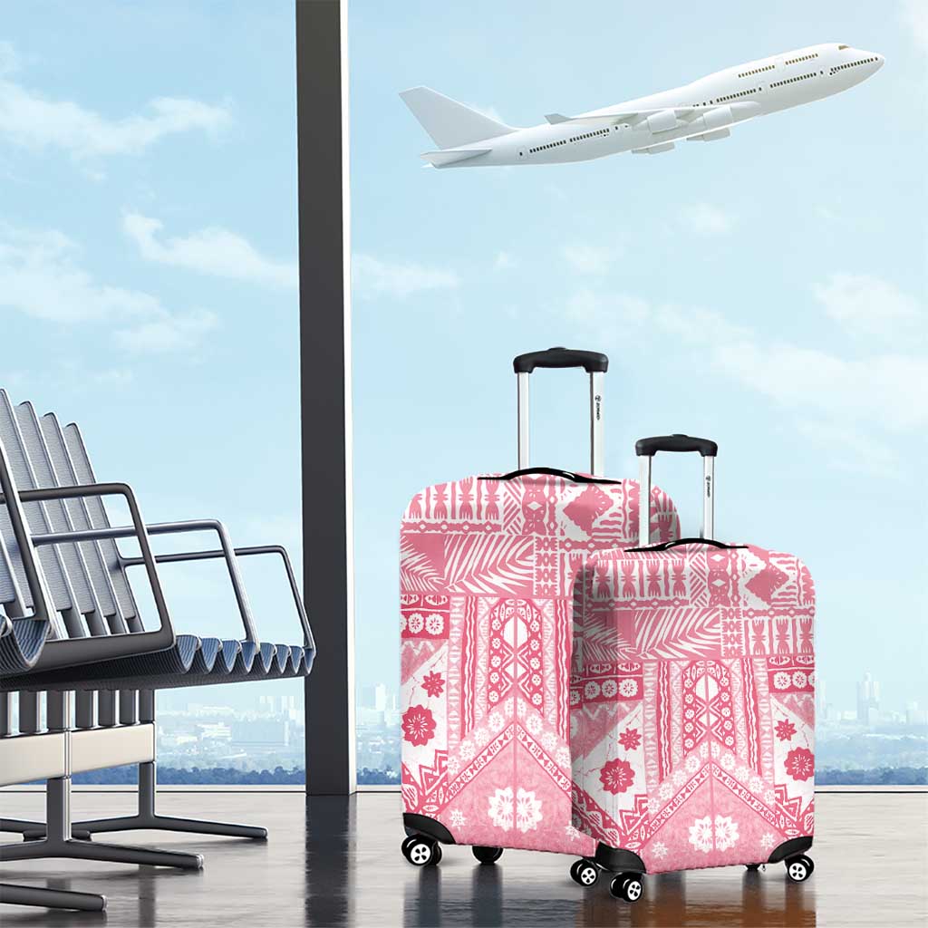 Pink Bula Fiji Luggage Cover Unique Masi Tapa Pattern LT14 - Polynesian Pride