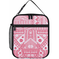 Pink Bula Fiji Lunch Bag Unique Masi Tapa Pattern LT14 10.2 × 8.3 × 4.3 inch Pink - Polynesian Pride