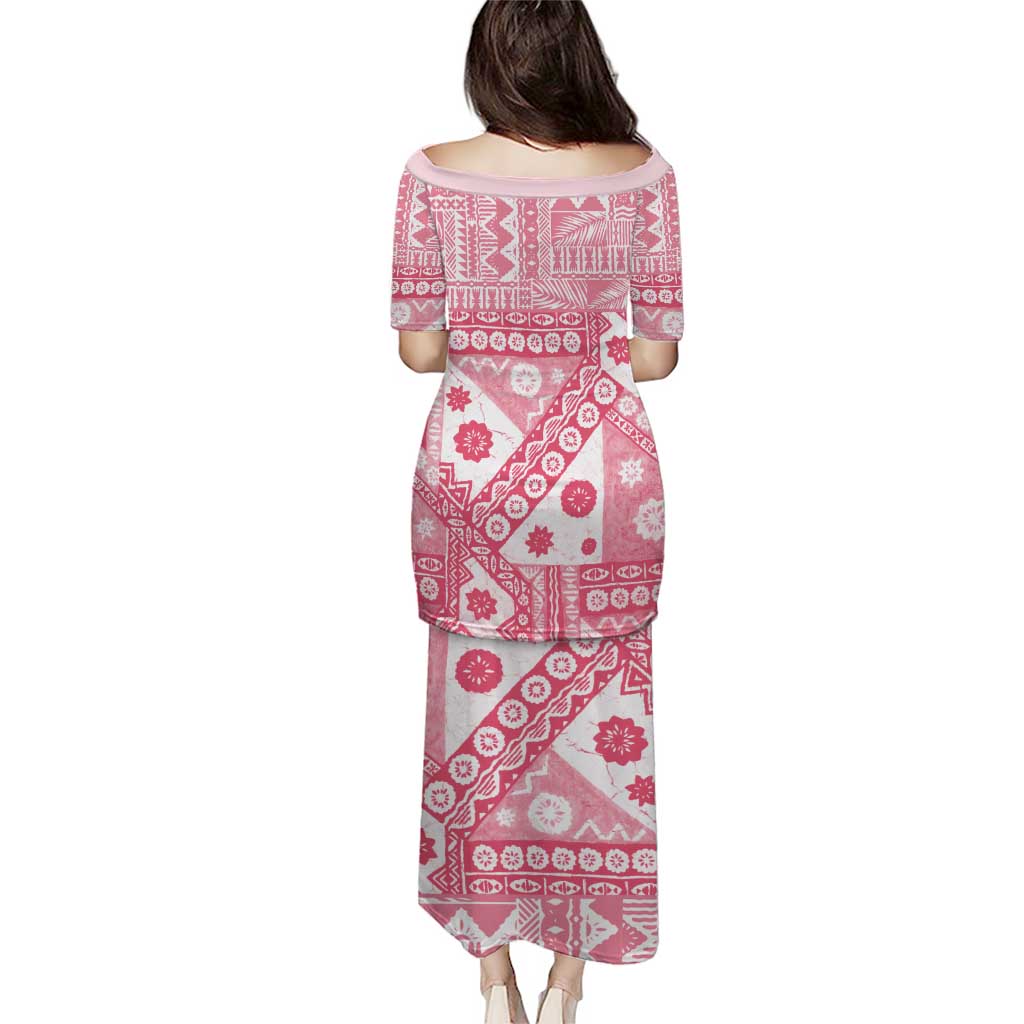 Pink Bula Fiji Puletasi Unique Masi Tapa Pattern LT14 - Polynesian Pride