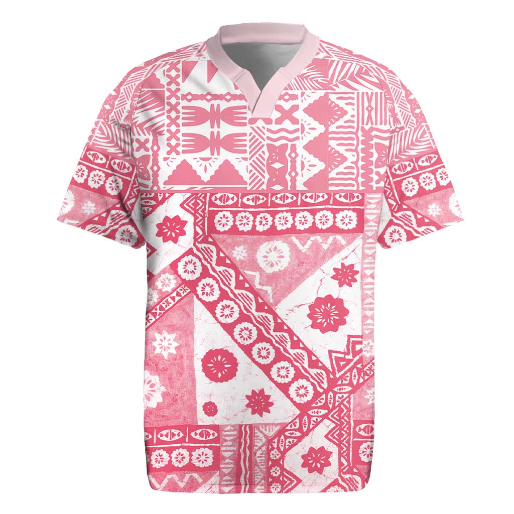 Pink Bula Fiji Rugby Jersey Unique Masi Tapa Pattern LT14 Pink - Polynesian Pride