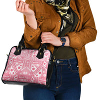 Pink Bula Fiji Shoulder Handbag Unique Masi Tapa Pattern