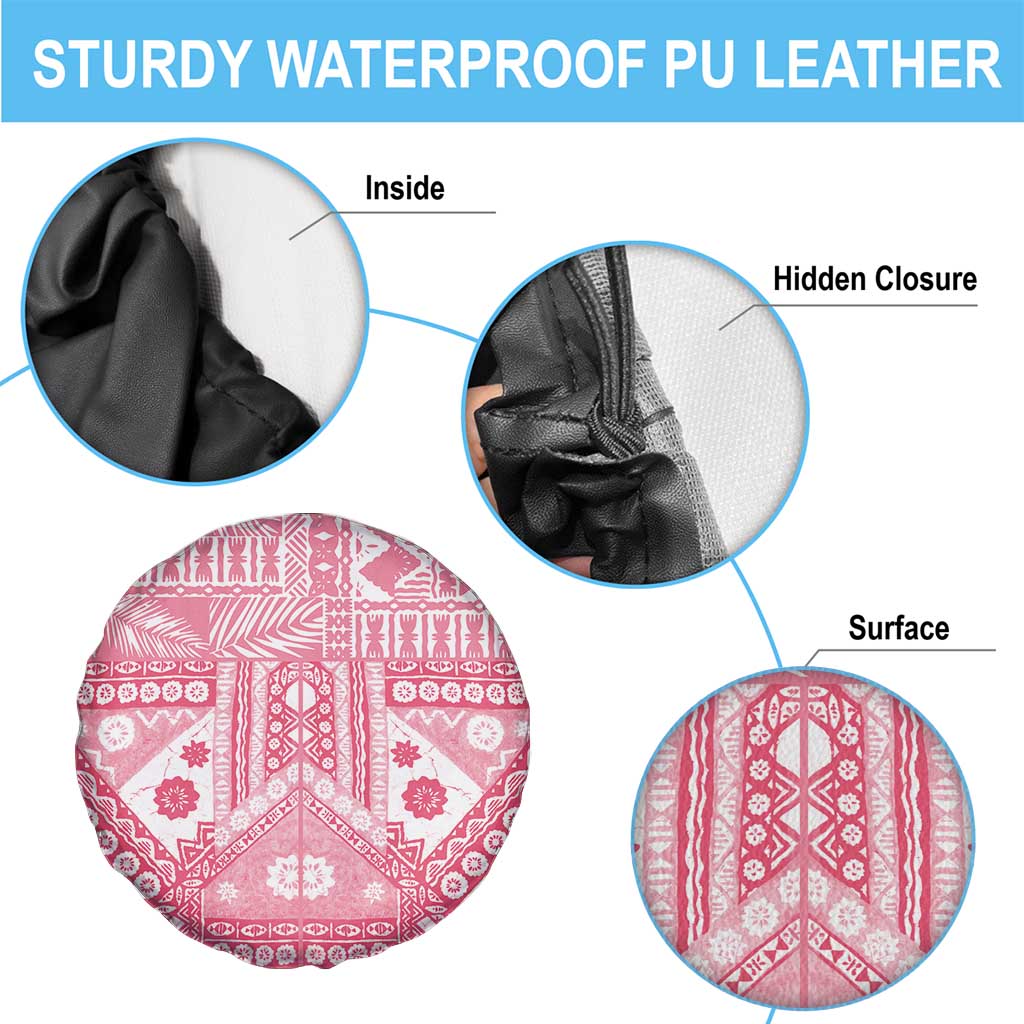 Pink Bula Fiji Spare Tire Cover Unique Masi Tapa Pattern LT14 - Polynesian Pride