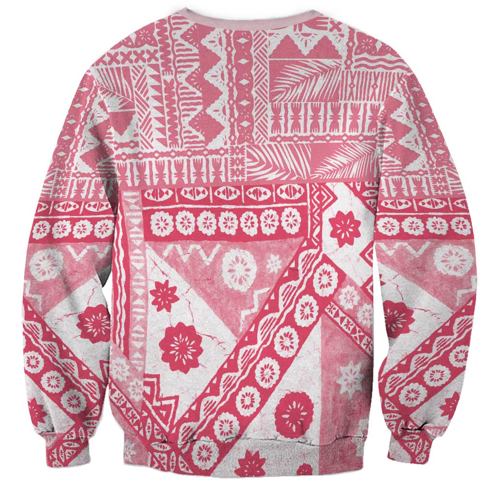 Pink Bula Fiji Sweatshirt Unique Masi Tapa Pattern LT14 - Polynesian Pride