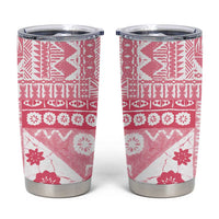 Pink Bula Fiji Tumbler Cup Unique Masi Tapa Pattern