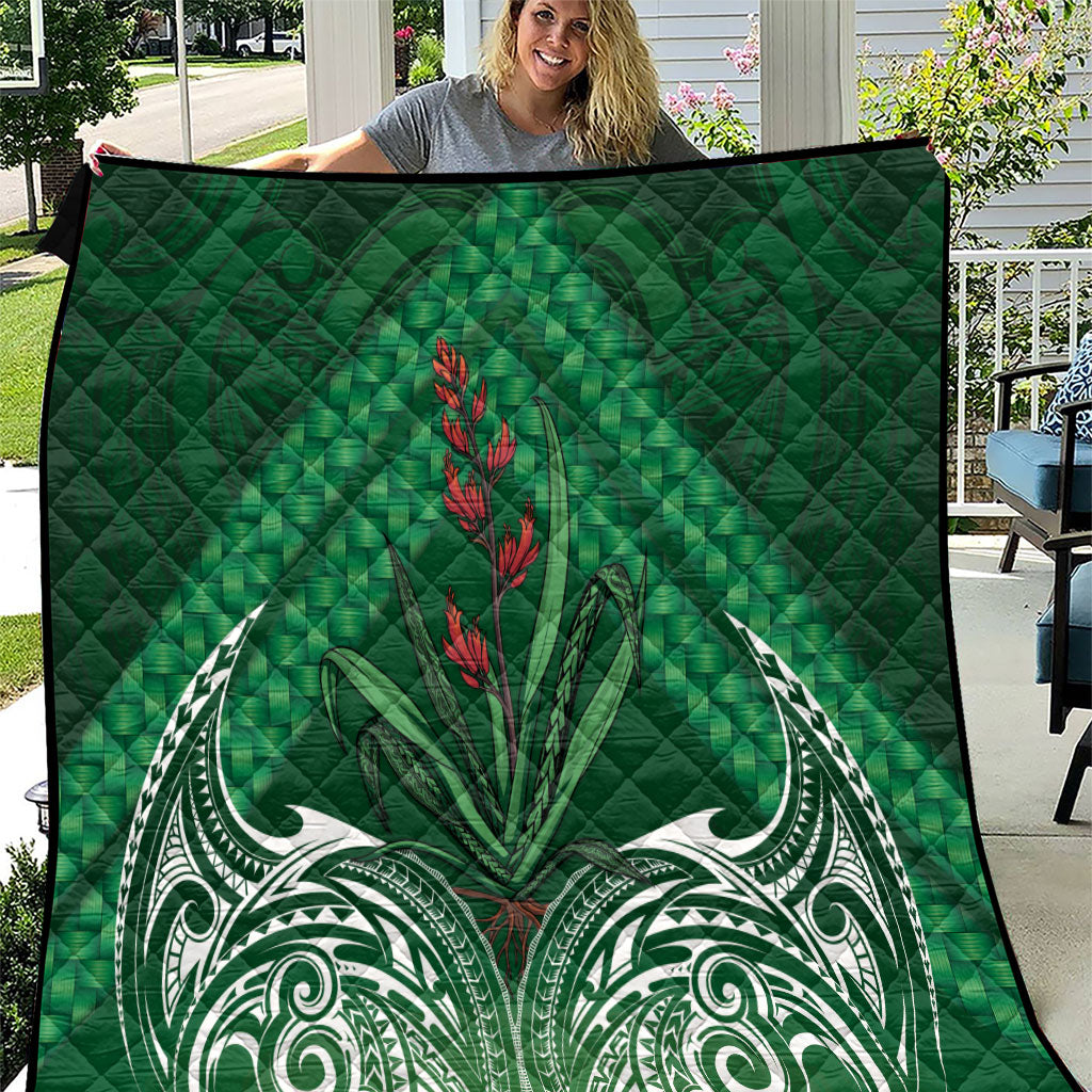 Rongoa Maori New Zealand Harakeke Quilt NZ Weaving Pattern Green LT14 Green - Polynesian Pride