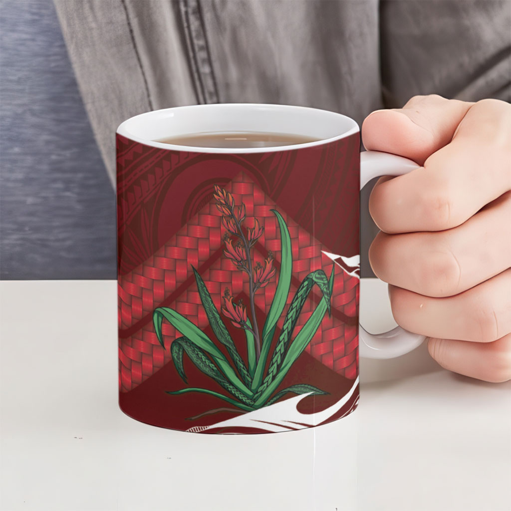 Rongoa Maori New Zealand Harakeke Ceramic Mug NZ Weaving Pattern Red LT14 - Polynesian Pride