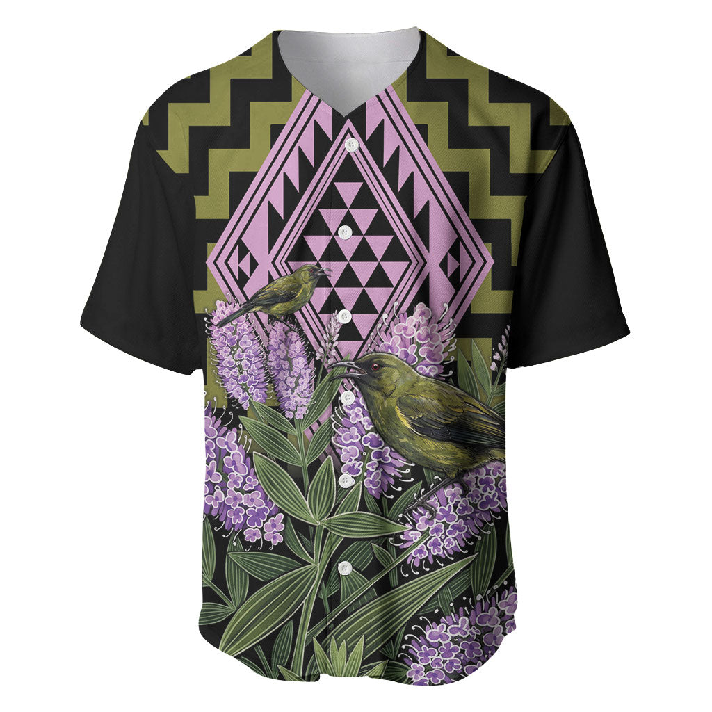 Rongoa Maori New Zealand Koromiko Baseball Jersey NZ Hebe Korimako Bellbird Poutama LT14 Green - Polynesian Pride