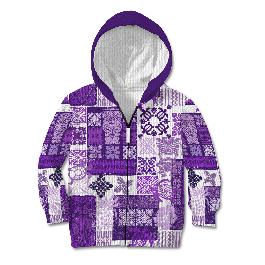 Hawaiian Quilt Kid Hoodie Tiki Tropical Retro Purple Version LT14 - Polynesian Pride