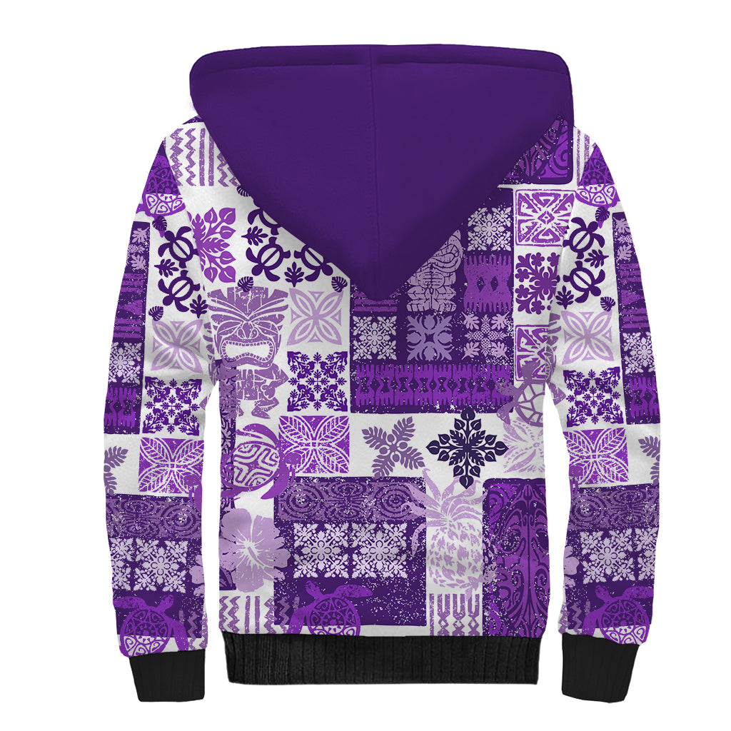 Hawaiian Quilt Sherpa Hoodie Tiki Tropical Retro Purple Version LT14 - Polynesian Pride