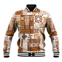 Hawaiian Quilt Baseball Jacket Tiki Tropical Retro Brown Version LT14 Unisex Brown - Polynesian Pride