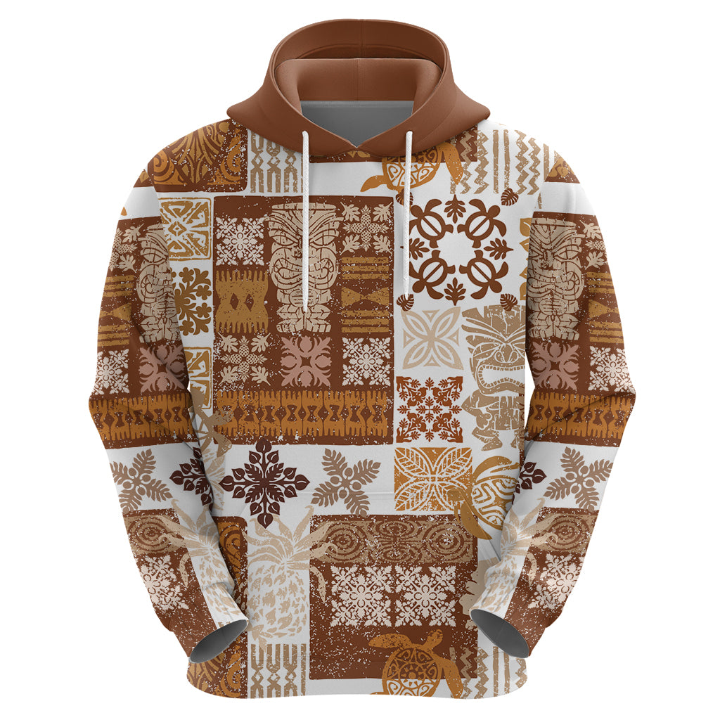 Hawaiian Quilt Hoodie Tiki Tropical Retro Brown Version LT14 - Polynesian Pride
