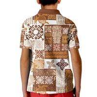 Hawaiian Quilt Kid Polo Shirt Tiki Tropical Retro Brown Version LT14 - Polynesian Pride