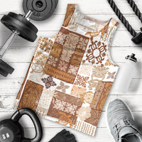 Hawaiian Quilt Men Tank Top Tiki Tropical Retro Brown Version LT14 - Polynesian Pride