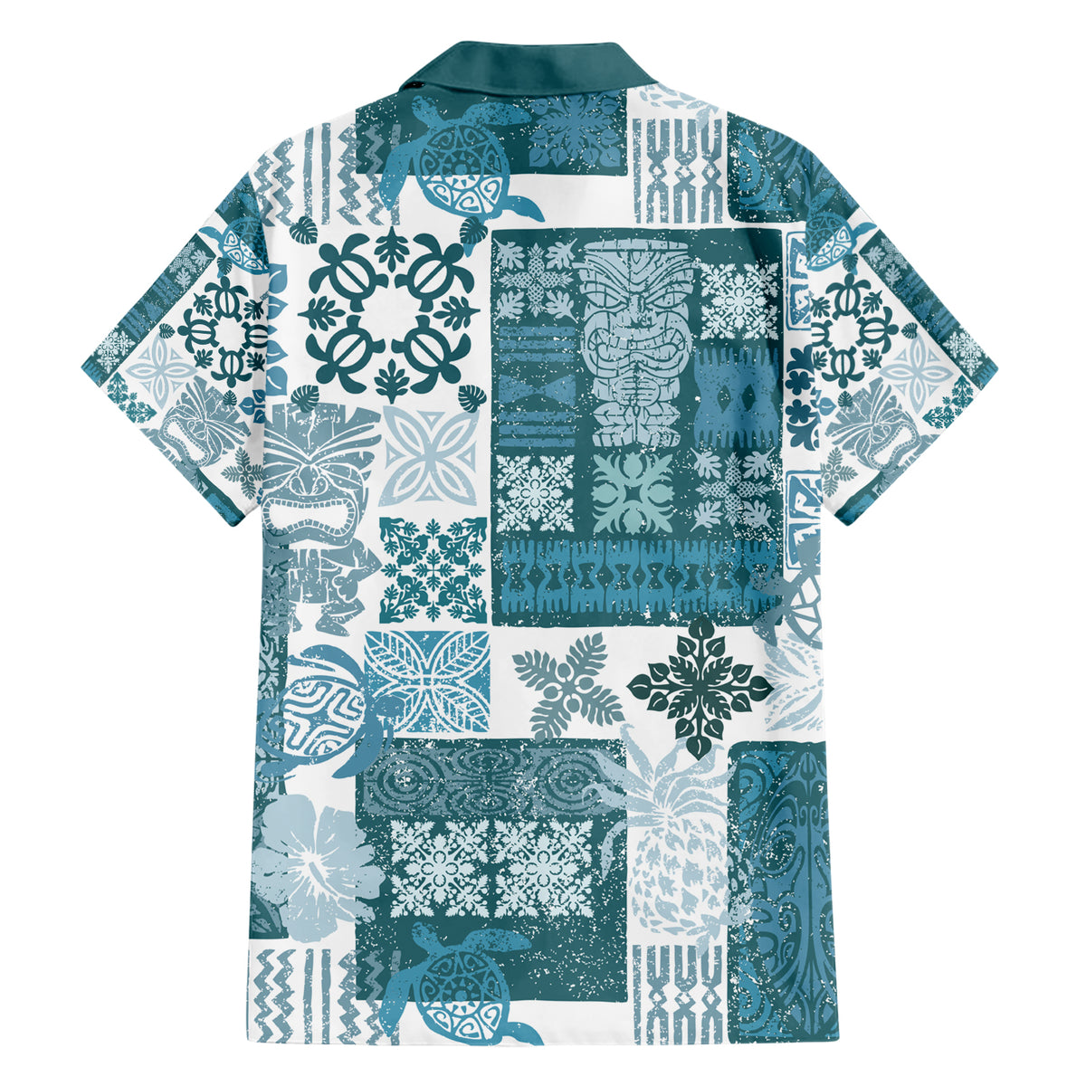 Hawaiian Quilt Hawaiian Shirt Tiki Tropical Retro Dark Cyan Version LT14 - Polynesian Pride