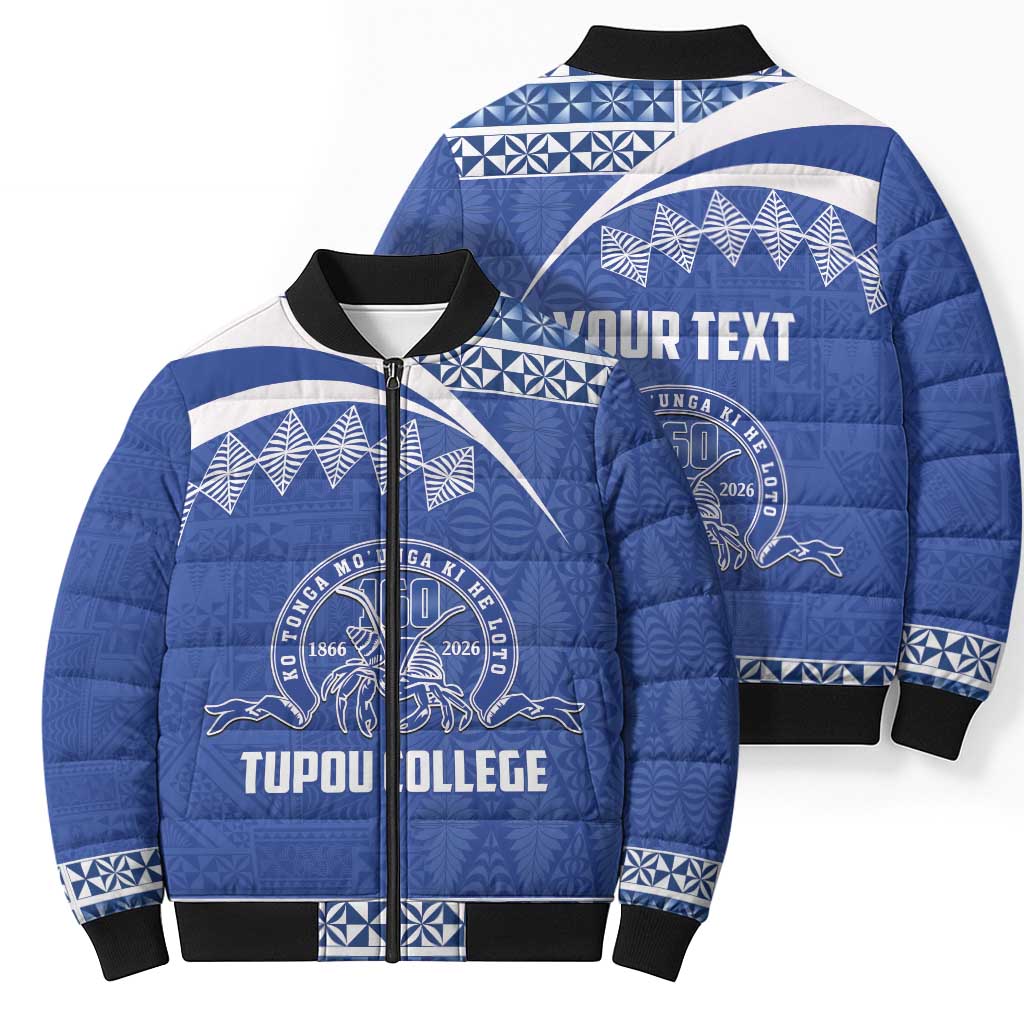 Personalised Tonga Tupou College Toloa Bomber Puffer Jacket 160 Years Anniversary Tongan Ngatu Pattern LT14 - Polynesian Pride