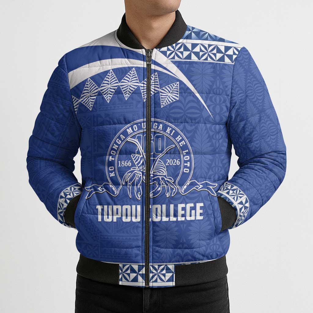 Personalised Tonga Tupou College Toloa Bomber Puffer Jacket 160 Years Anniversary Tongan Ngatu Pattern LT14 - Polynesian Pride