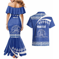 Personalised Tonga Tupou College Toloa Couples Matching Mermaid Dress and Hawaiian Shirt 160 Years Anniversary Tongan Ngatu Pattern LT14 - Polynesian Pride