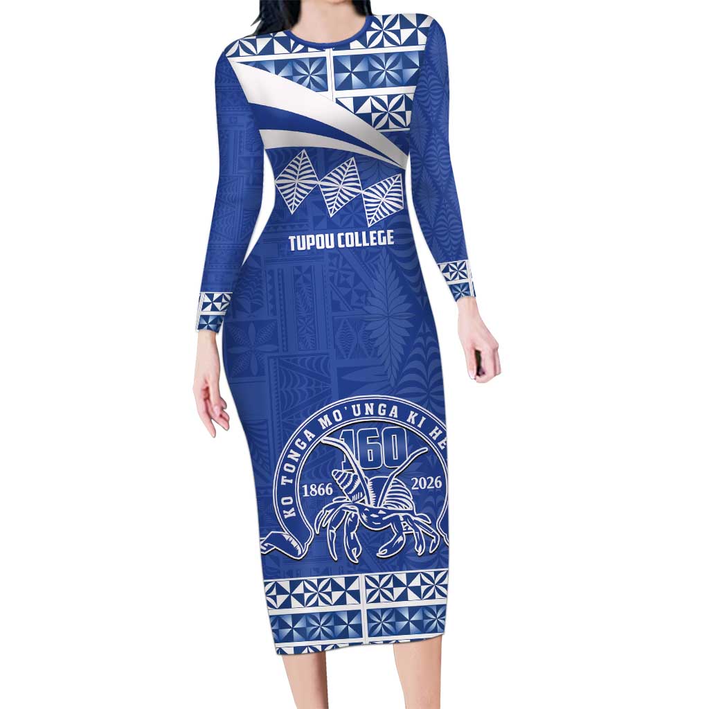 Personalised Tonga Tupou College Toloa Family Matching Long Sleeve Bodycon Dress and Hawaiian Shirt 160 Years Anniversary Tongan Ngatu Pattern