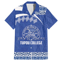 Personalised Tonga Tupou College Toloa Family Matching Off The Shoulder Long Sleeve Dress and Hawaiian Shirt 160 Years Anniversary Tongan Ngatu Pattern LT14 Dad's Shirt - Short Sleeve Blue - Polynesian Pride