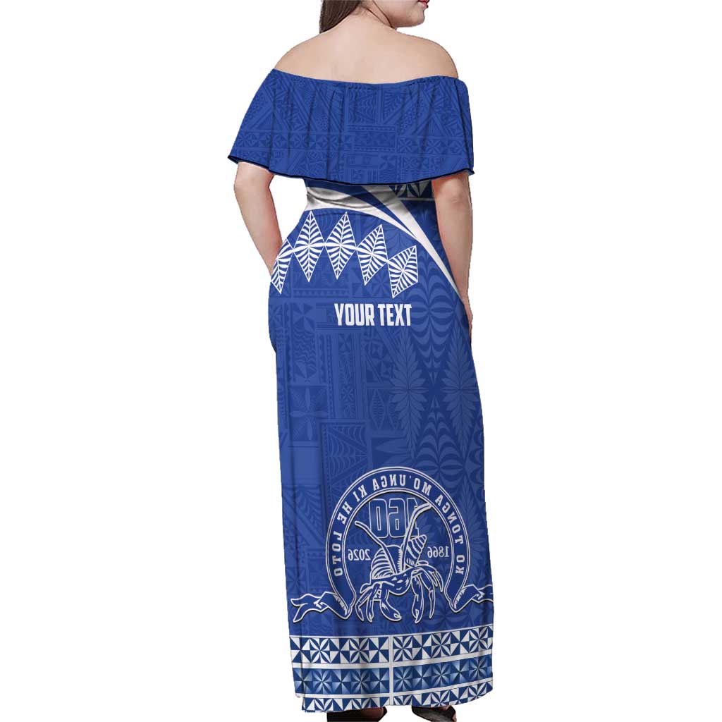Personalised Tonga Tupou College Toloa Family Matching Off Shoulder Maxi Dress and Hawaiian Shirt 160 Years Anniversary Tongan Ngatu Pattern