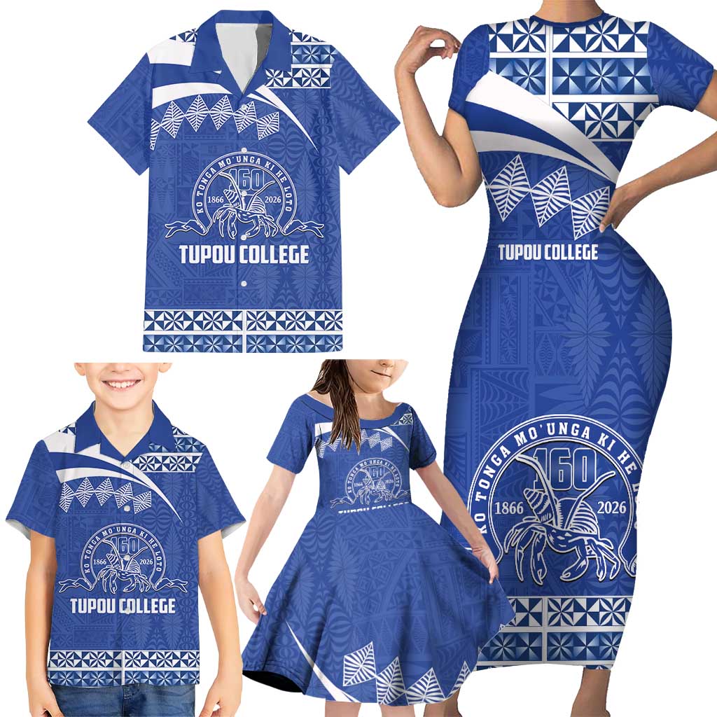 Personalised Tonga Tupou College Toloa Family Matching Short Sleeve Bodycon Dress and Hawaiian Shirt 160 Years Anniversary Tongan Ngatu Pattern LT14 - Polynesian Pride